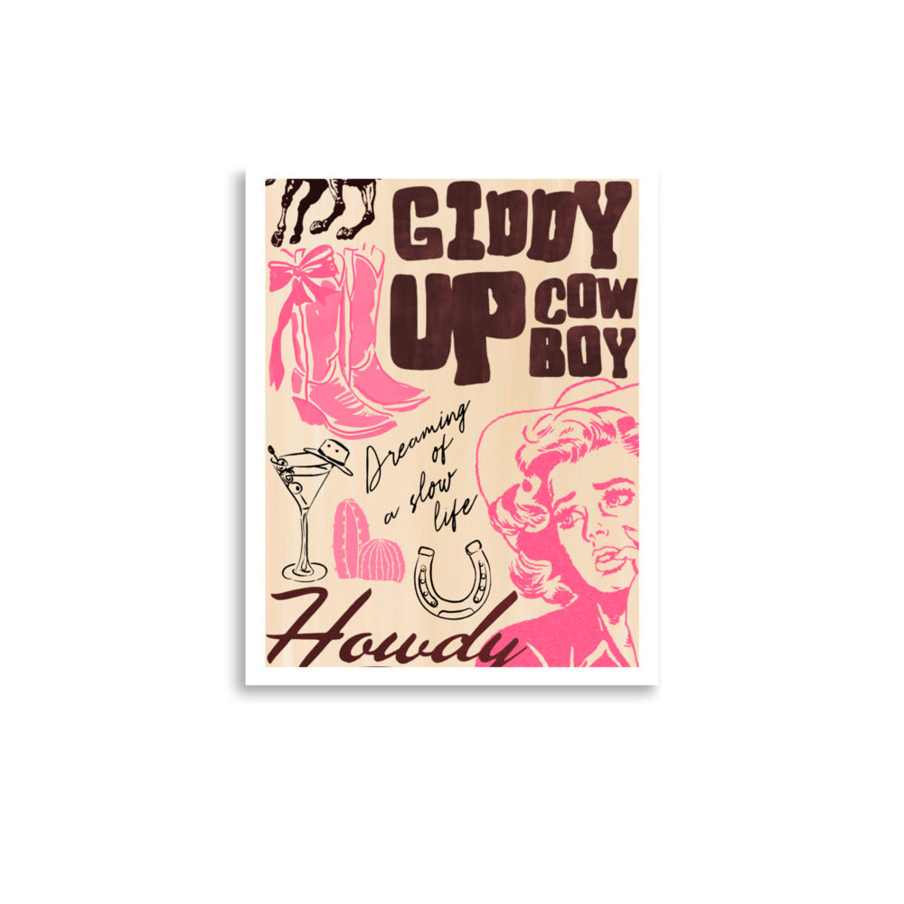 "giddy up" print