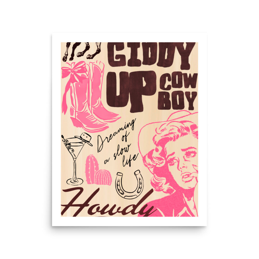 "giddy up" print