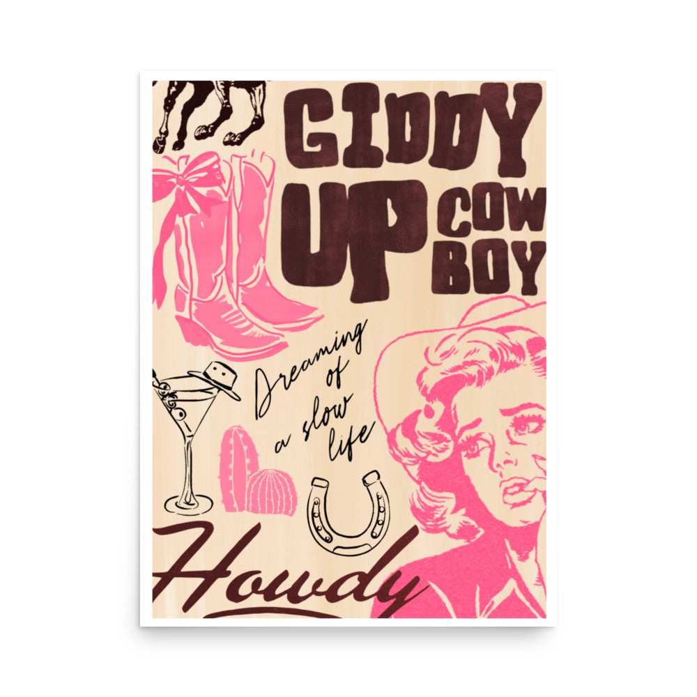 "giddy up" print