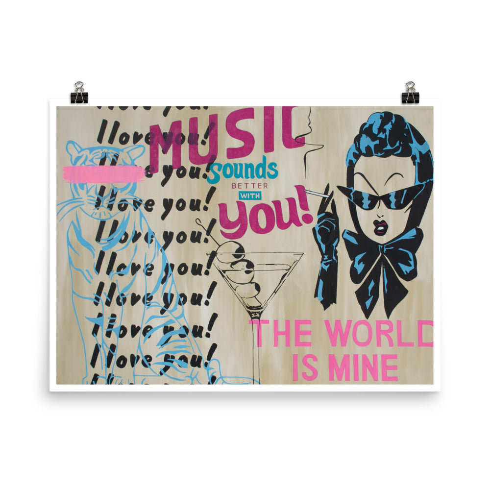 "music sounds better with you" print