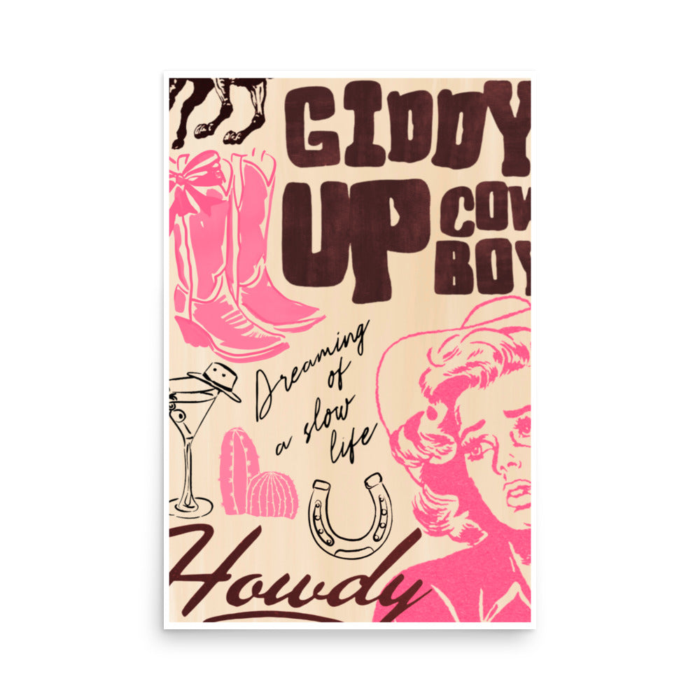 "giddy up" print